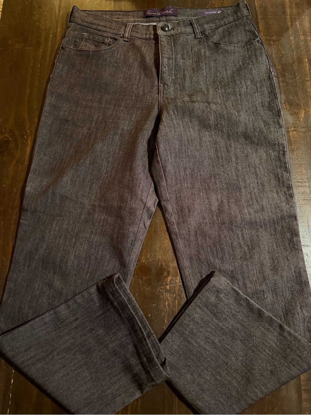 Gloria Vanderbilt Charcoal Chocolate Straight-Leg Jeans - Size 10